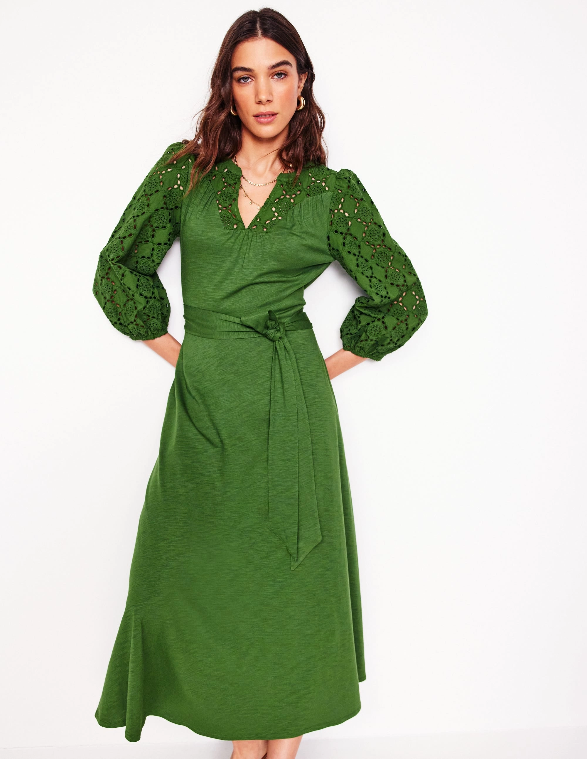 Eden Broderie Jersey Dress-Promenade Green Smart Wear