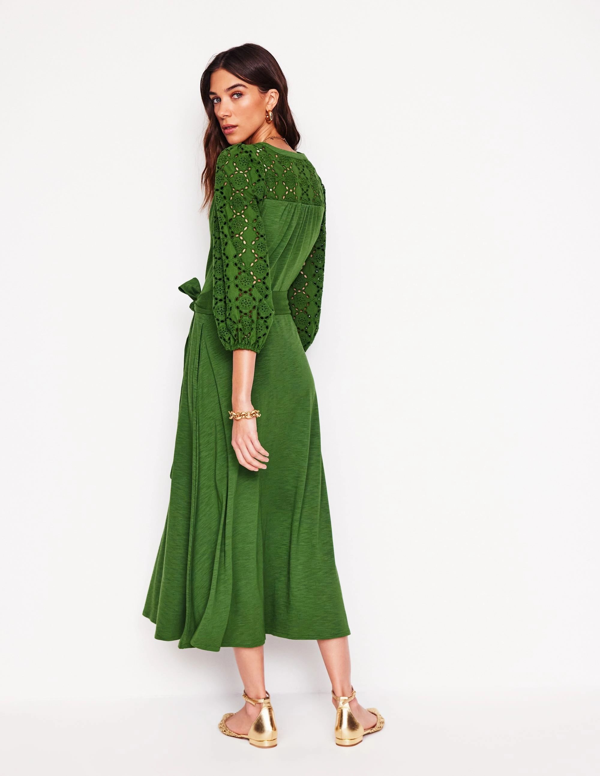 Eden Broderie Jersey Dress-Promenade Green Soft Balance Sheer Element
