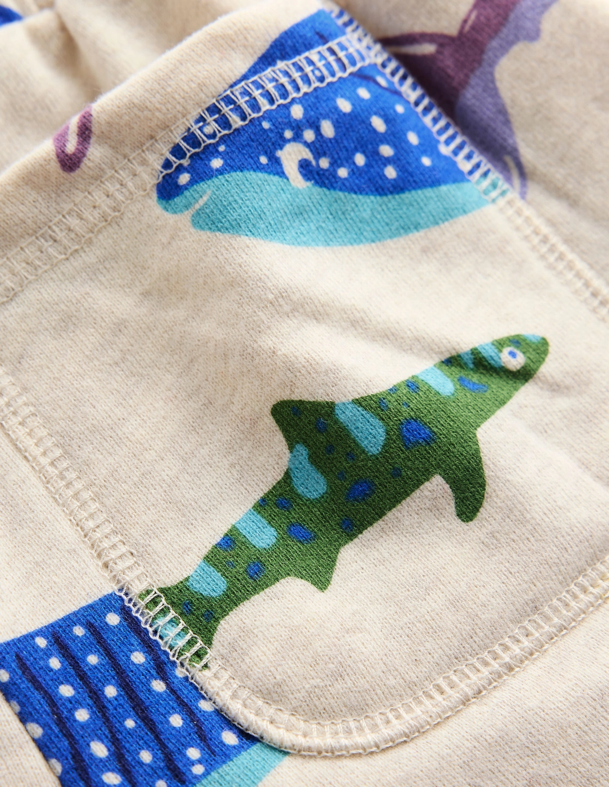 Printed Shorts-Oatmeal Marl Riso Shark Everyday Fit Eco-friendly