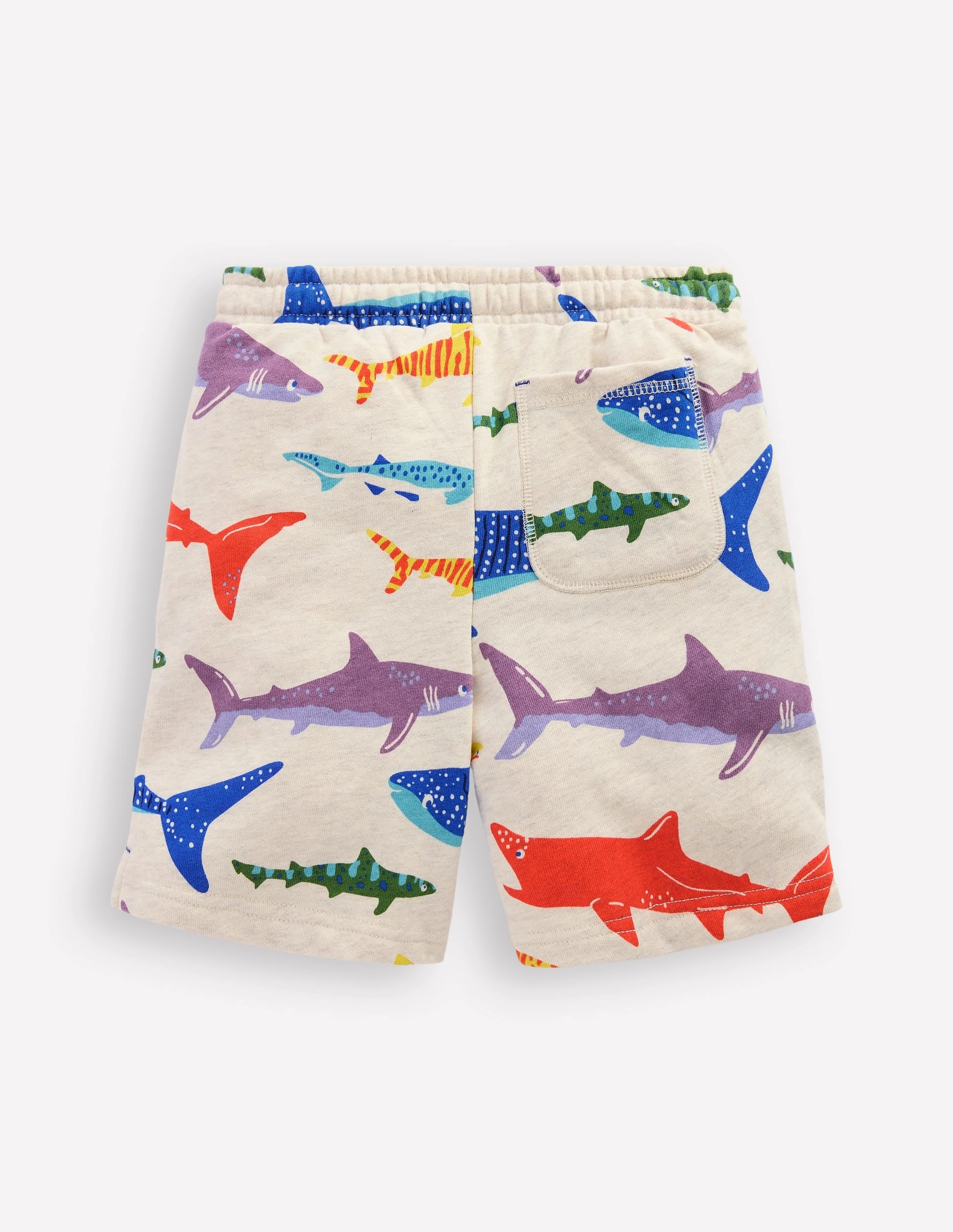 Printed Shorts-Oatmeal Marl Riso Shark Comfy Layer Mood Casual