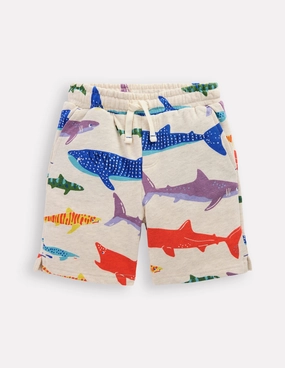 Printed Shorts-Oatmeal Marl Riso Shark Simple Waist Bold colors