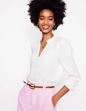 Fit For Movement Effortless Wear Grace Linen Top-White