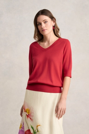 Modular Layering System Midweight Texture Half Sleeve Wool Knit ?C Poppy