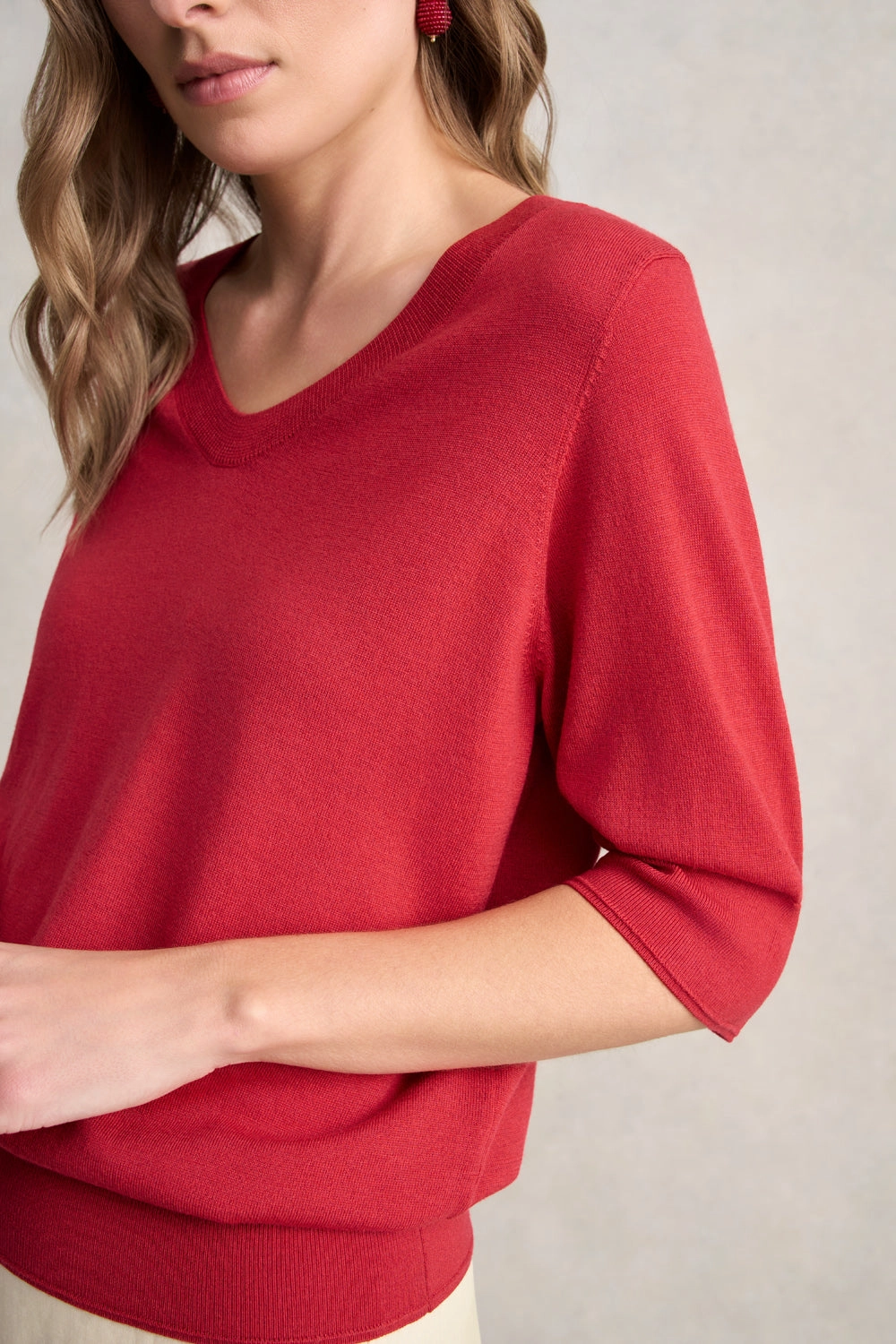 Half Sleeve Wool Knit ?C Poppy summer top Relaxed Top