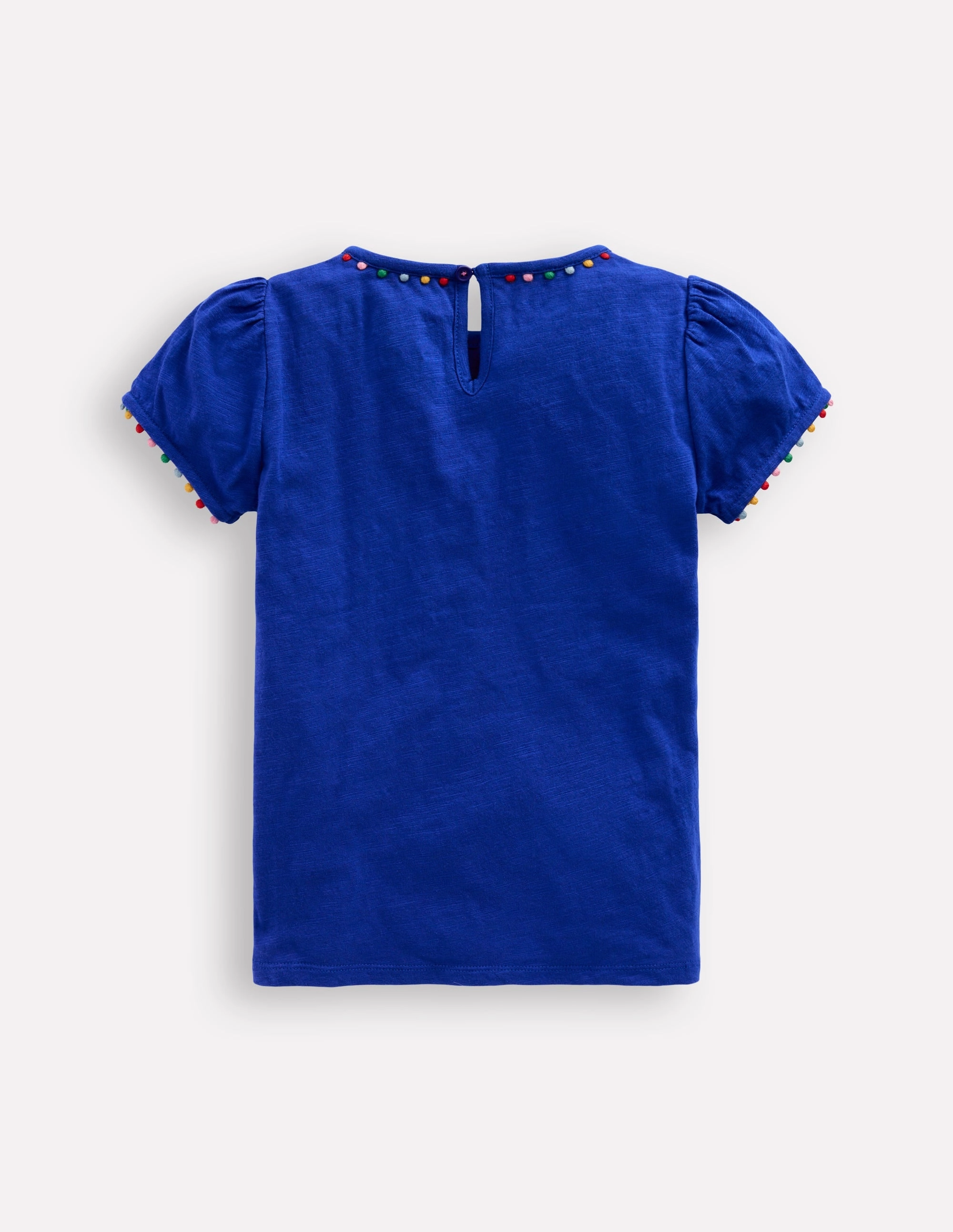 Comfy Comfort Ali Puff Sleeve Pom T-Shirt-Bright Blue