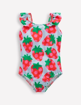 Online Shopping Hallie Frill Strap Swimsuit-Misty Blue Strawberry