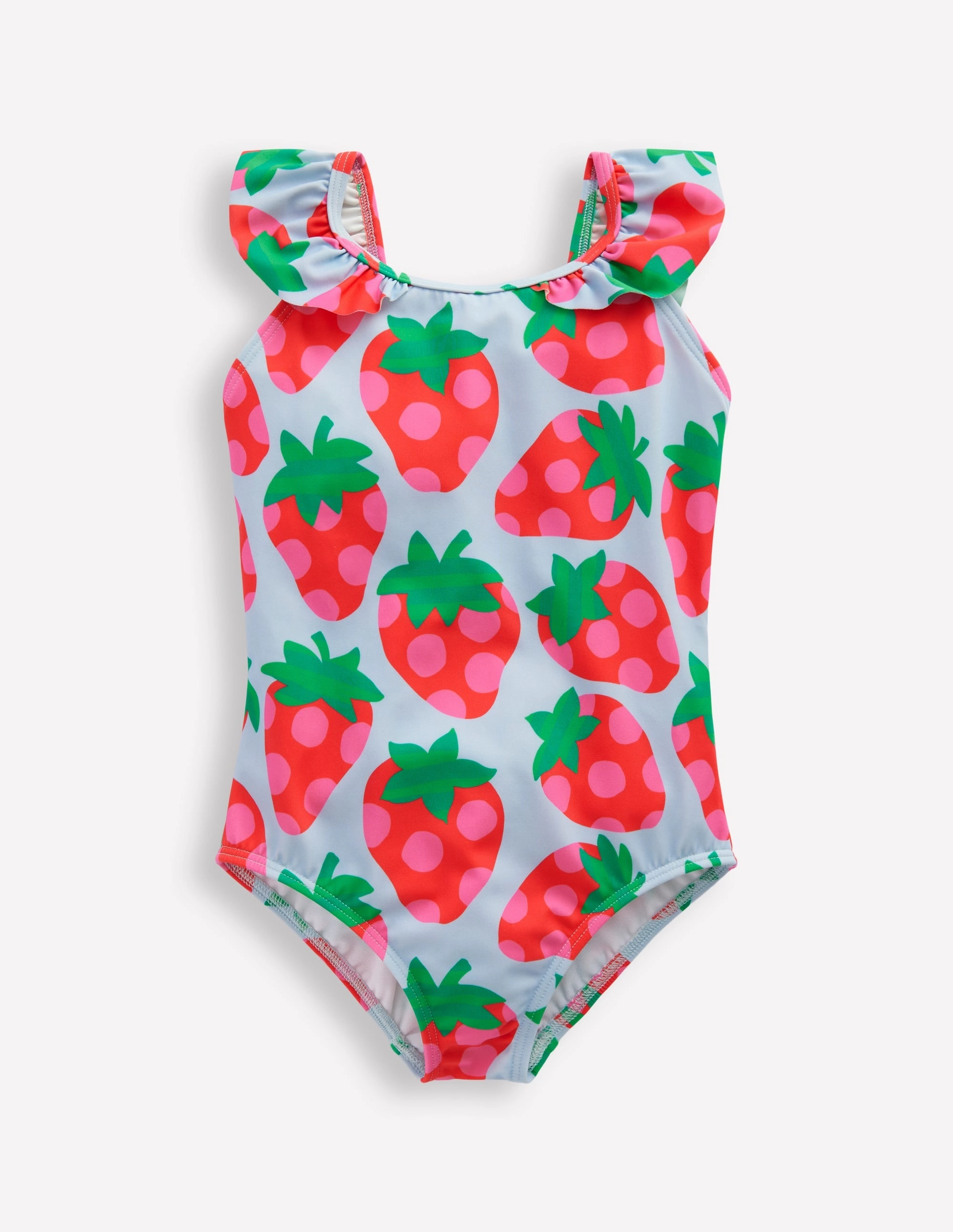Online Shopping Hallie Frill Strap Swimsuit-Misty Blue Strawberry