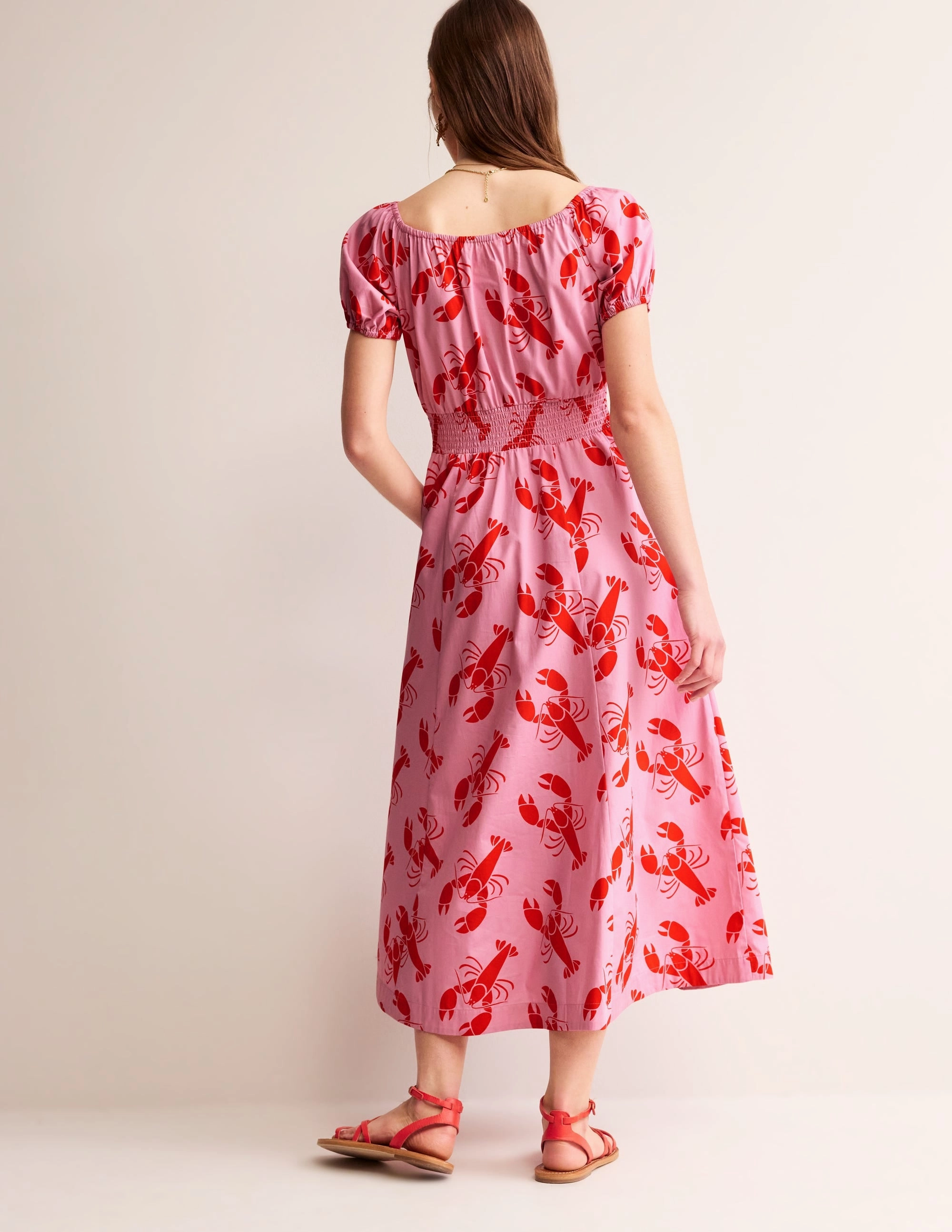 Amber Cotton Midi Dress-Cashmere Rose, Lobster Vacation Outfit Stylish Comfort