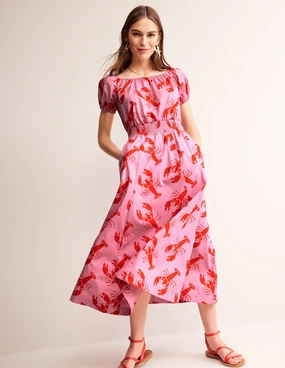 Amber Cotton Midi Dress-Cashmere Rose, Lobster Daily Movement NoiseFreeFabric