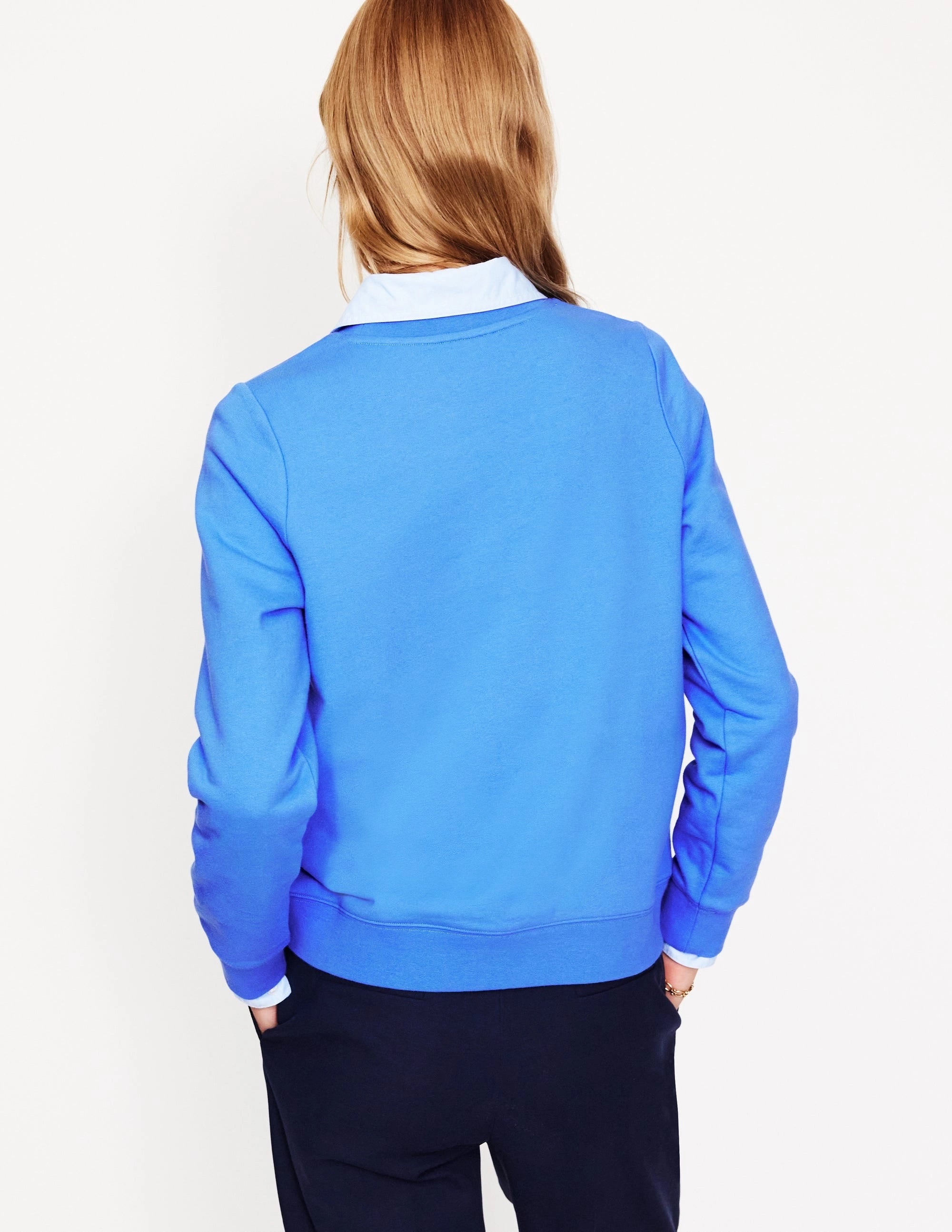 Hannah Embroidered Sweatshirt-Peacock Plume Blue, Hearts Athletic and Cool Lightweight Shirt