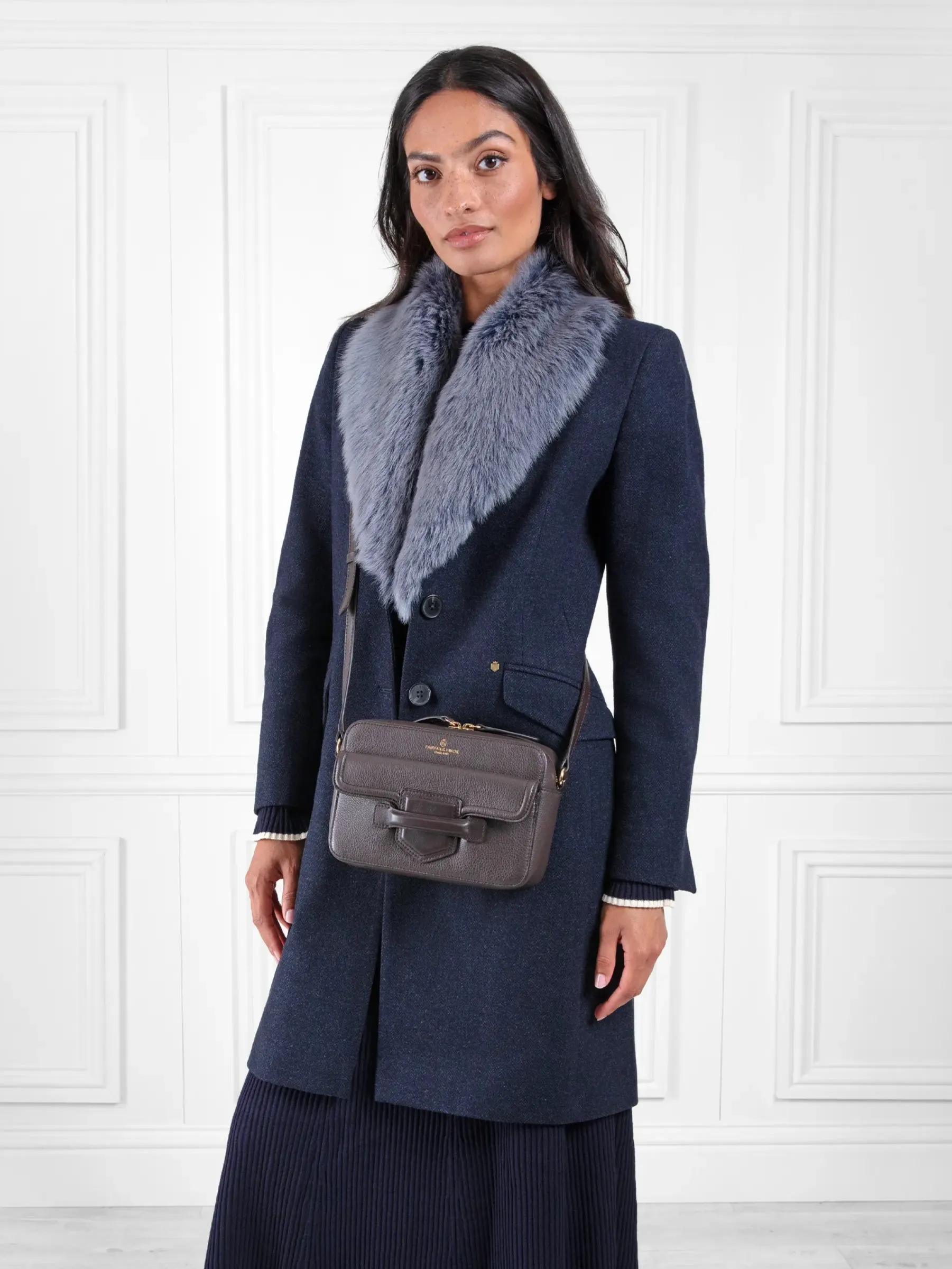 Flexible Hem Adjustment Scratch Resistant Zippers Harriet - Navy Herringbone