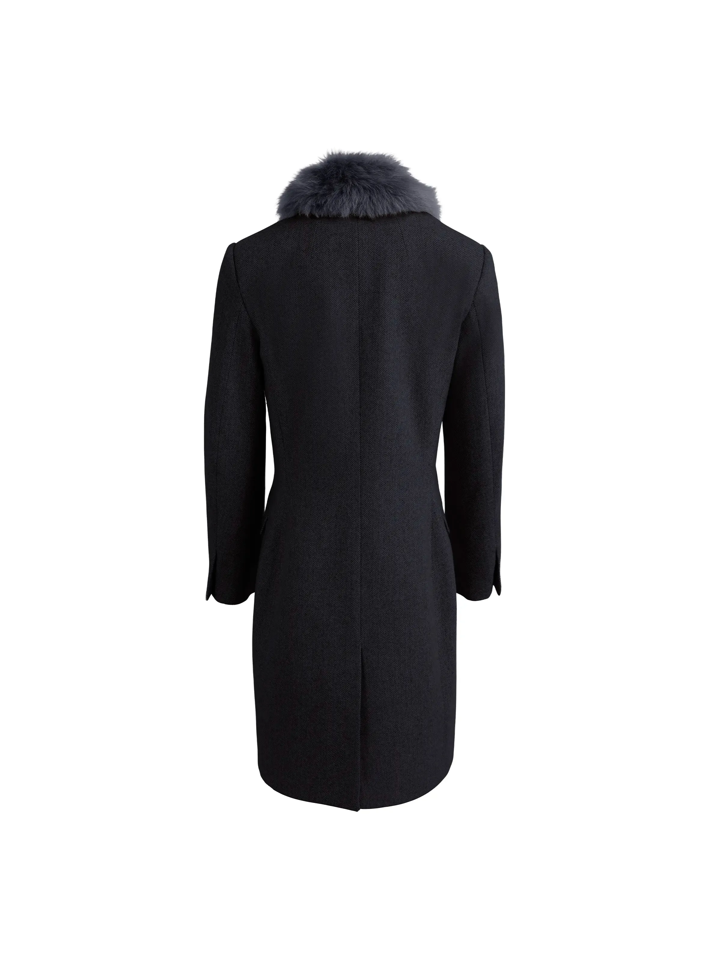 Harriet - Navy Herringbone Layered Hem Design