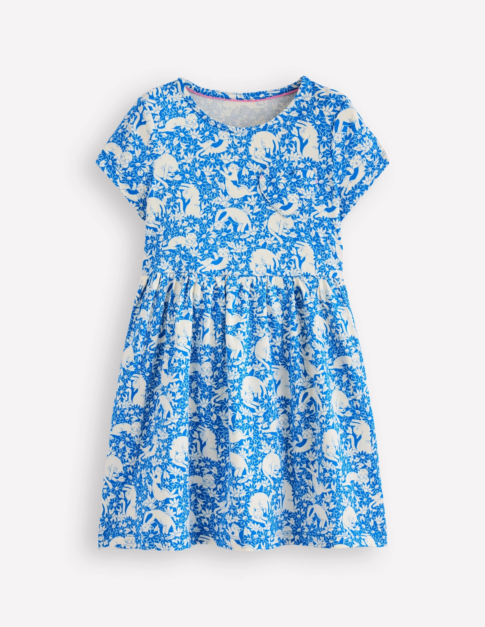 Trendy midi dress Natural Wrap Heart Pocket Fun Jersey Dress-Kingfisher Blue Kitten Meadow
