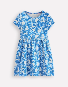 Fresh Outfit ComfortFitDesign Heart Pocket Fun Jersey Dress-Kingfisher Blue Kitten Meadow