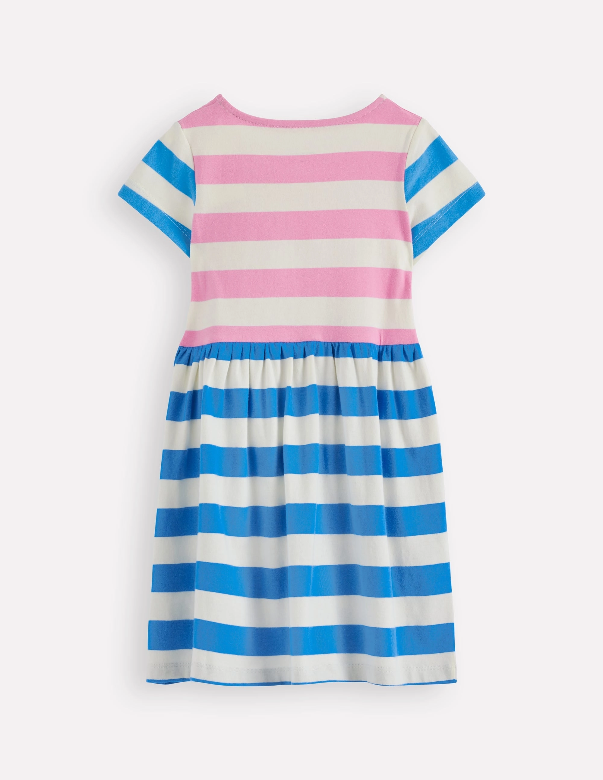 Casual Chic Wear Heart Pocket Fun Jersey Dress-Multi Hotchpotch Stripe