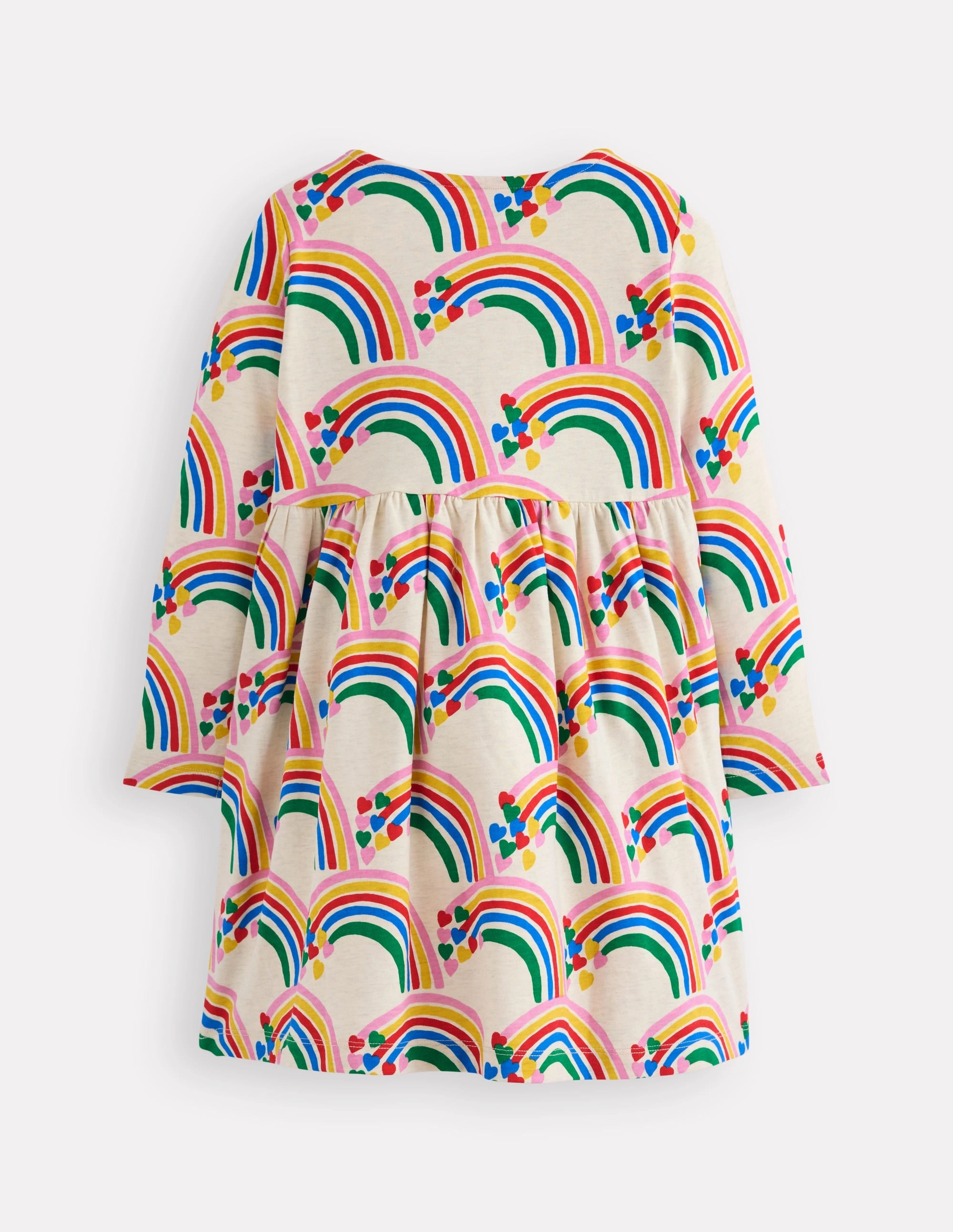 LowProfileZipper Luxe Wear Heart Pocket Fun Jersey Dress-Oatmeal Marl Rainbow Hearts