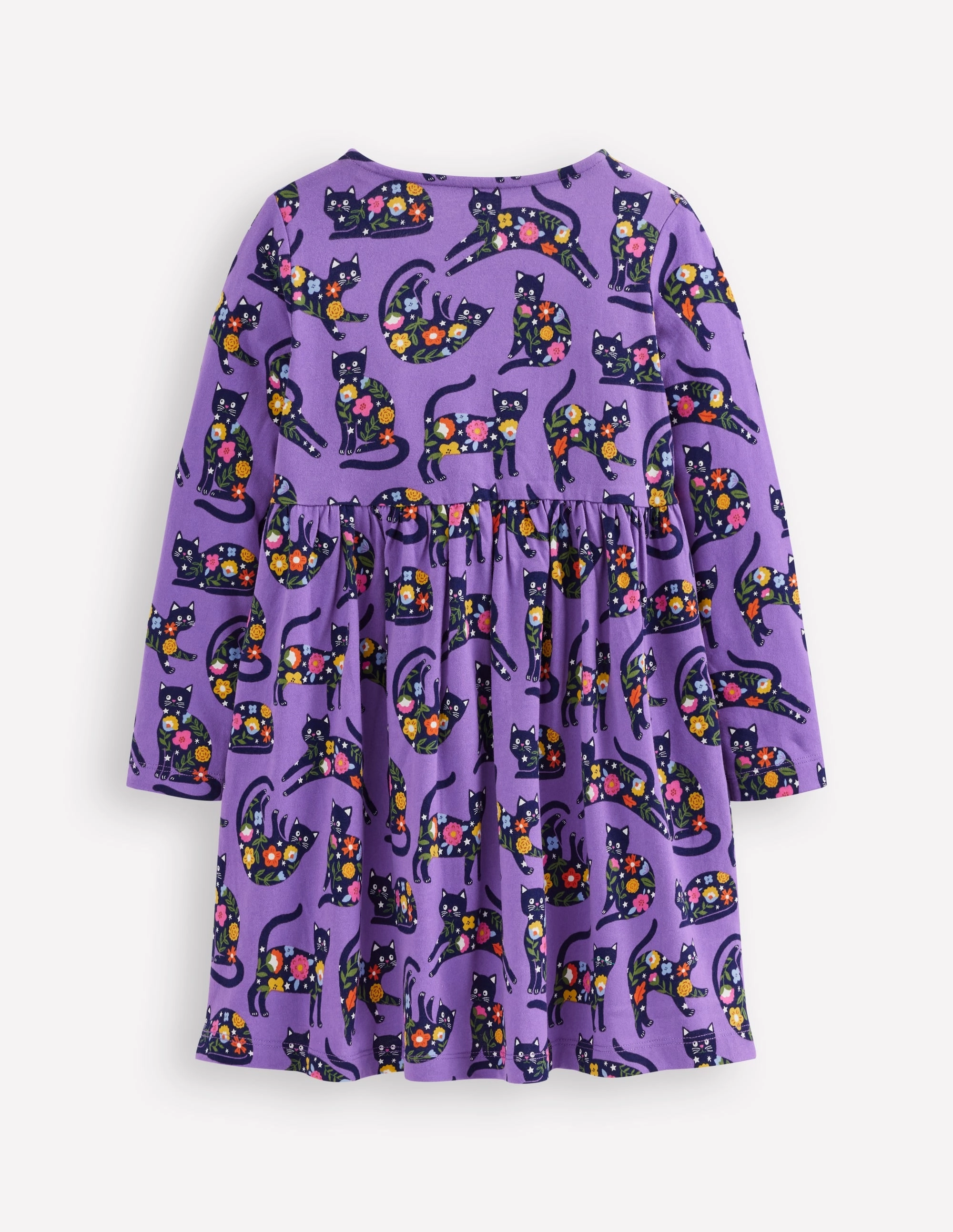 Heart Pocket Fun Jersey Dress-Purple Topaz Spooky Cats Relaxed Fit