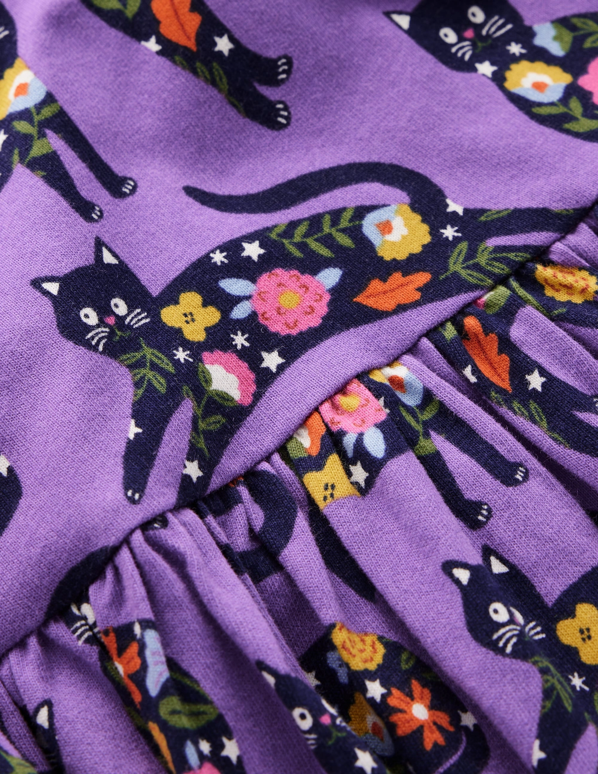 Heart Pocket Fun Jersey Dress-Purple Topaz Spooky Cats Office Casual