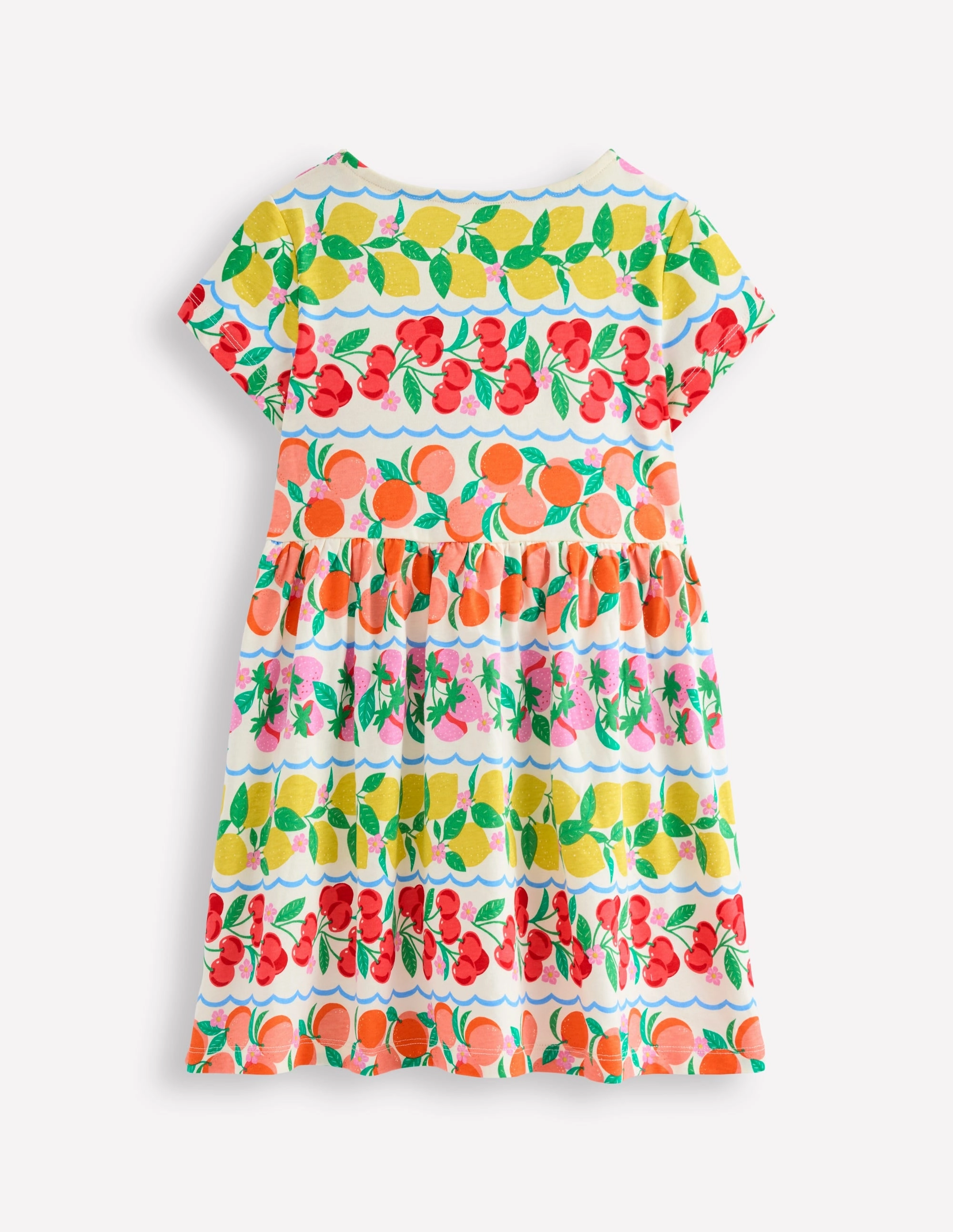 Body Safe Heart Pocket Fun Jersey Dress-Rainbow Fruit Stripe