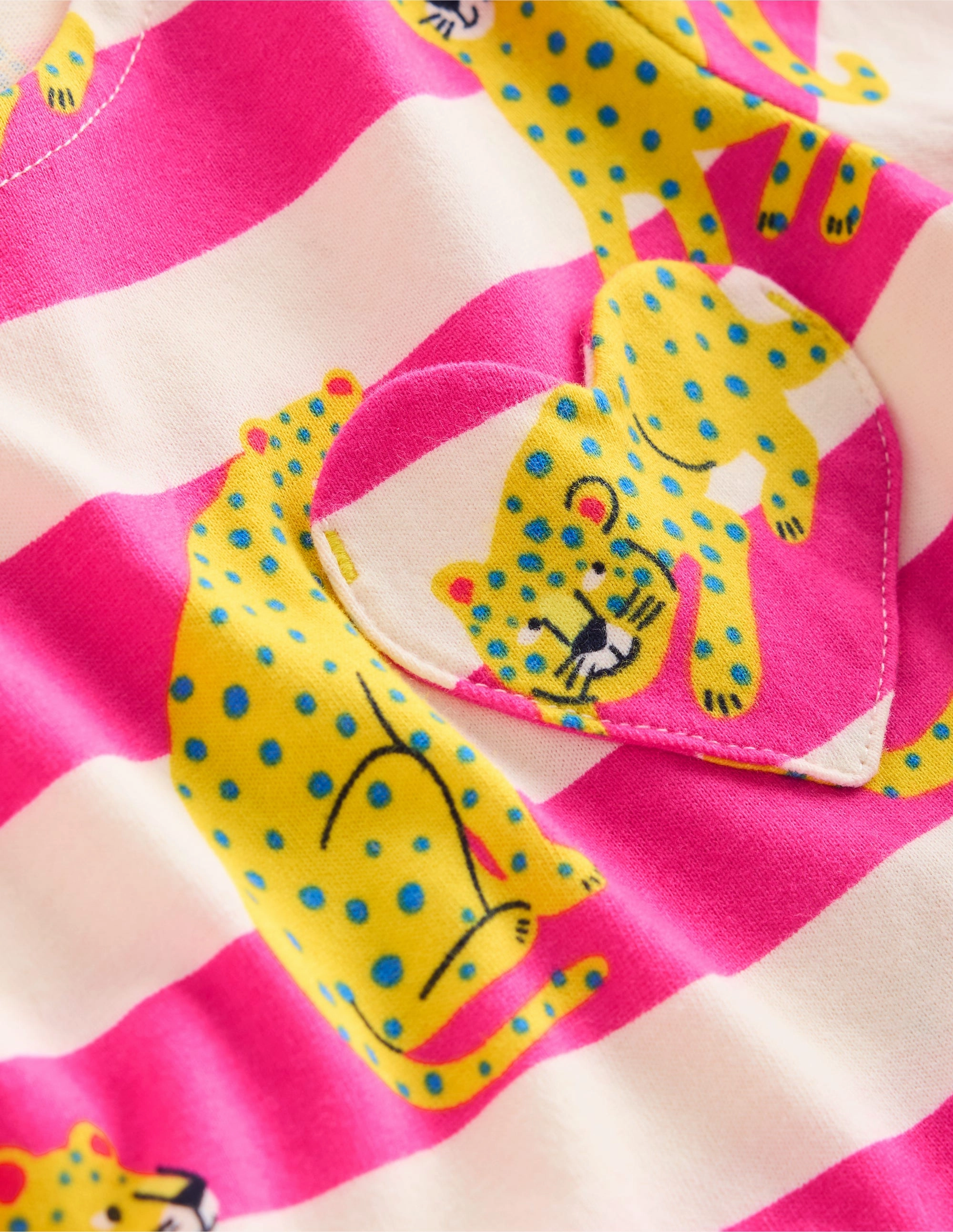 Daily Confidence Heart Pocket Fun Jersey Dress-Raspberry Pink Leopard Stripe