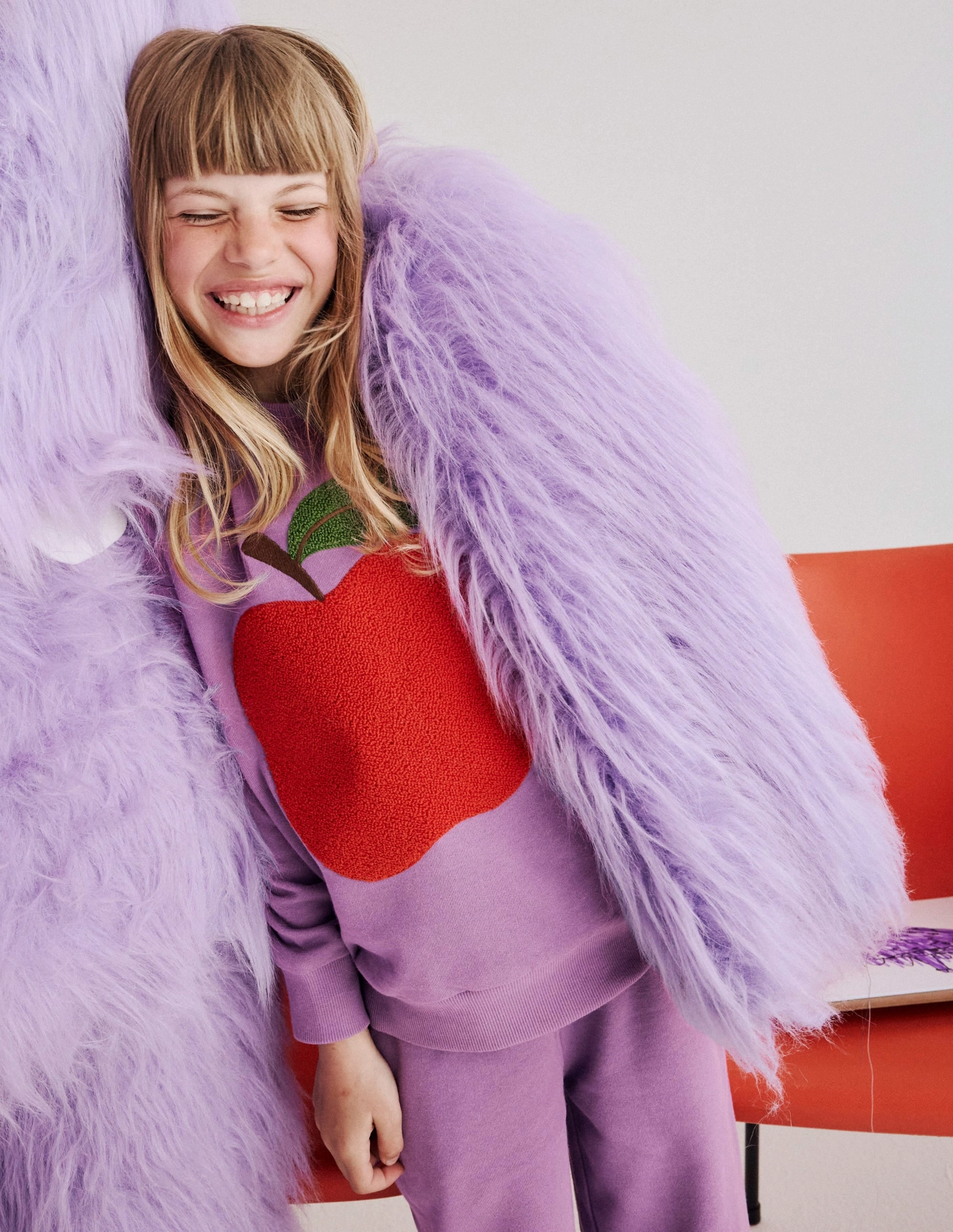 Bobbie Appliqu?? Sweatshirt-Aster Purple Apple Moisture Management Fabric Basic Layer