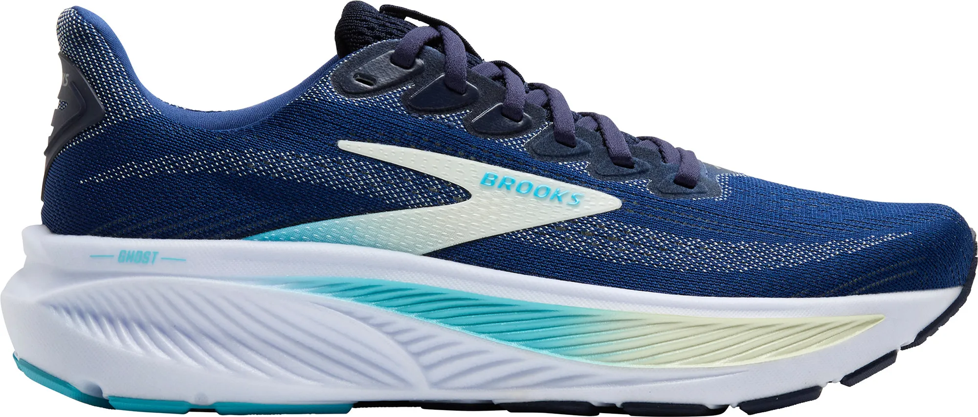 Brooks Ghost 17 WIDE FIT Womens Running Shoes - Blue Non Slip Insole Coating Hurdling