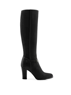 Lined interior Elastic Cuff Heeled Octavia (Sporting Fit) - Black Suede
