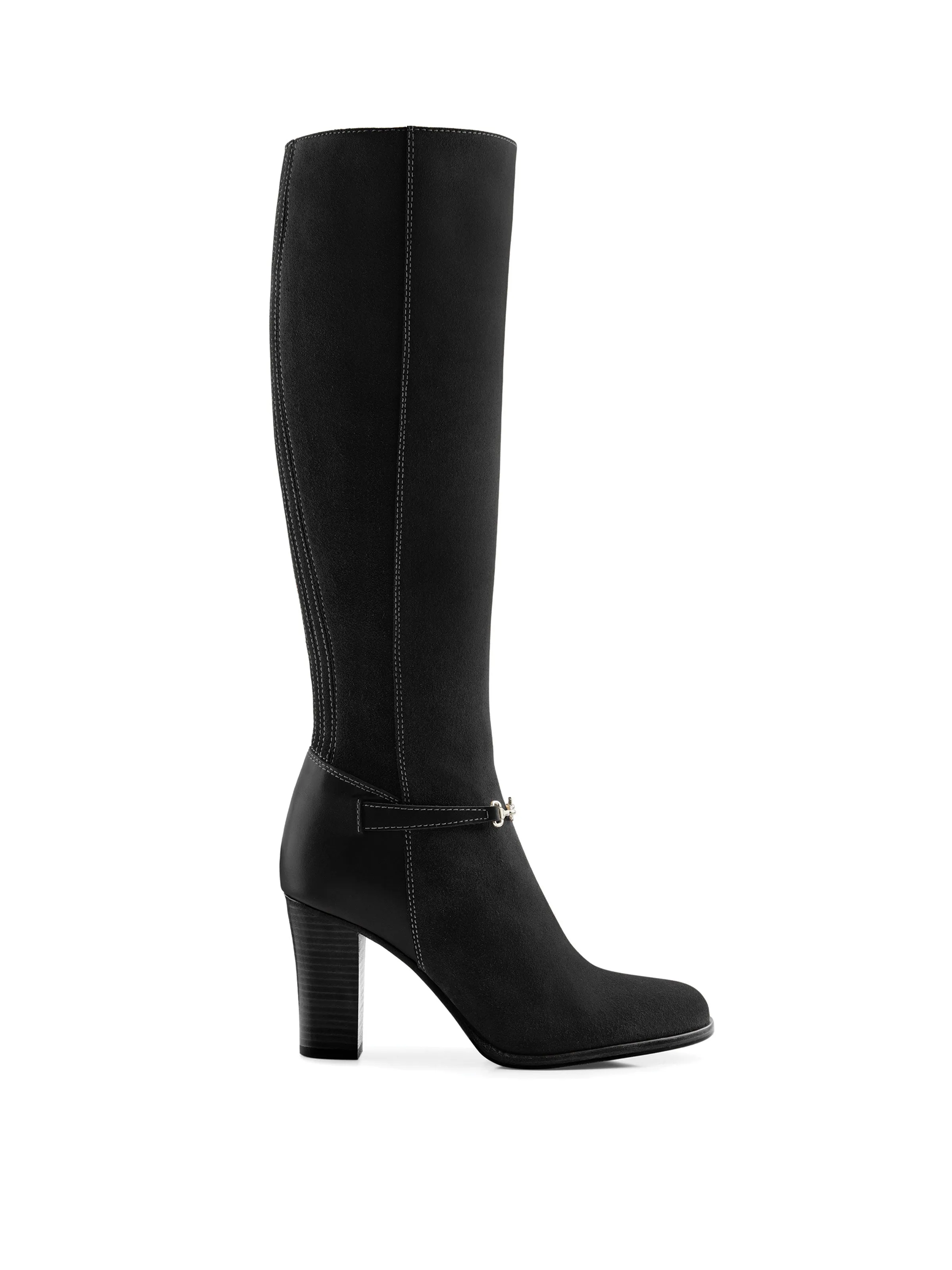 Lined interior Elastic Cuff Heeled Octavia (Sporting Fit) - Black Suede
