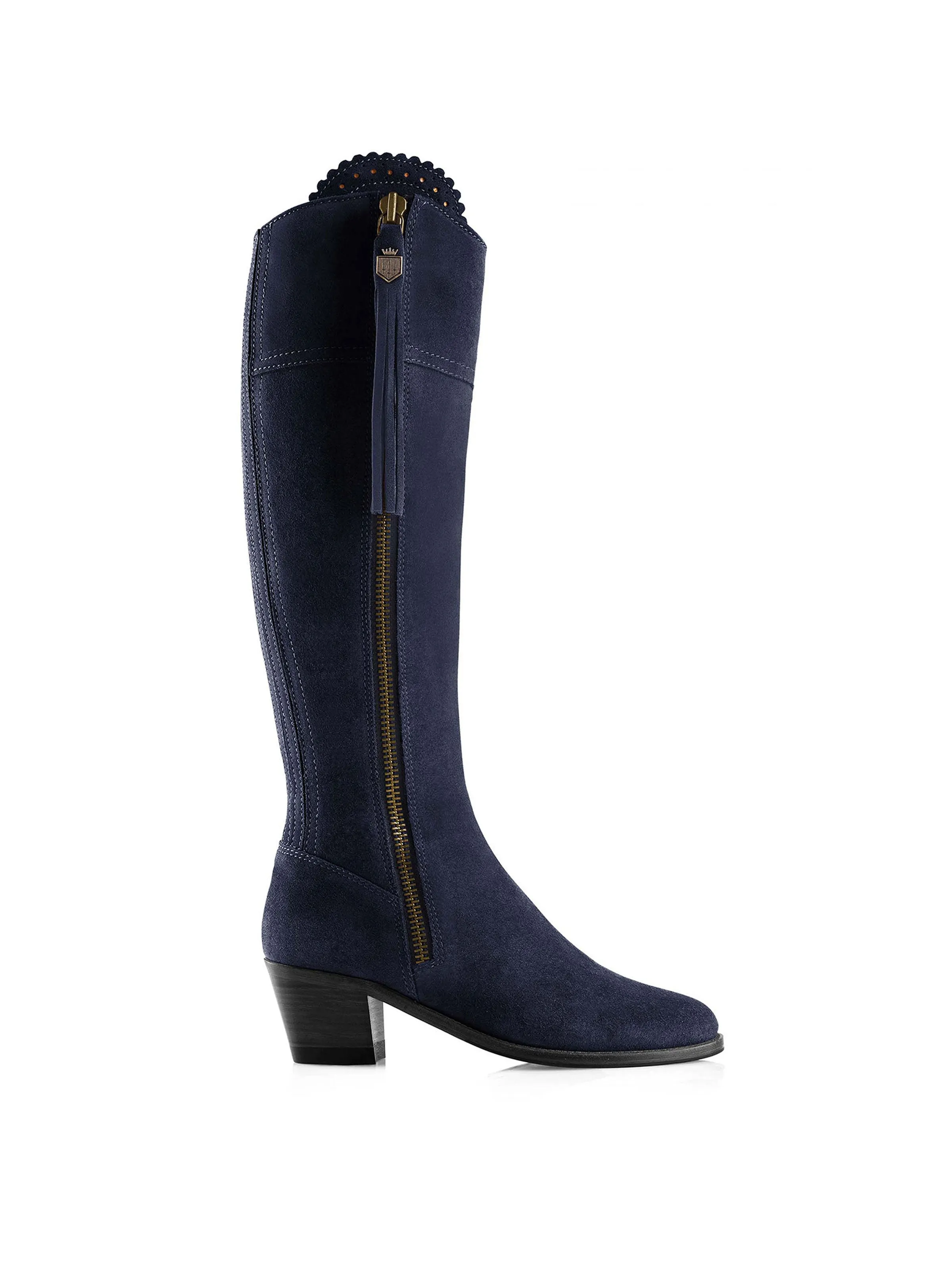 Heeled Regina (Sporting Fit) - Navy Blue Suede Padded