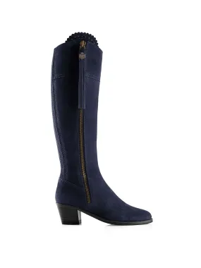 Heeled Regina (Sporting Fit) - Navy Blue Suede Padded