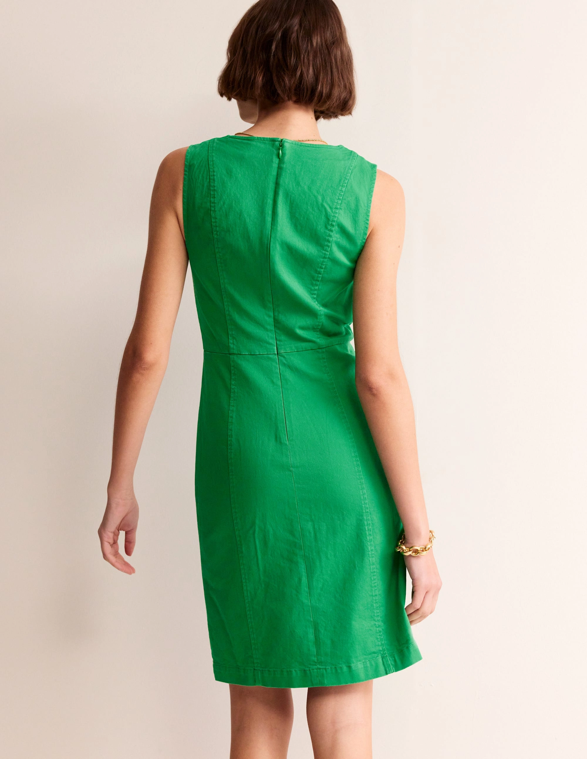 Day-To-Night Wear Off-Shoulder Helena Chino Short Dress-Green Tambourine