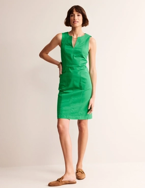 Helena Chino Short Dress-Green Tambourine Textured Layers