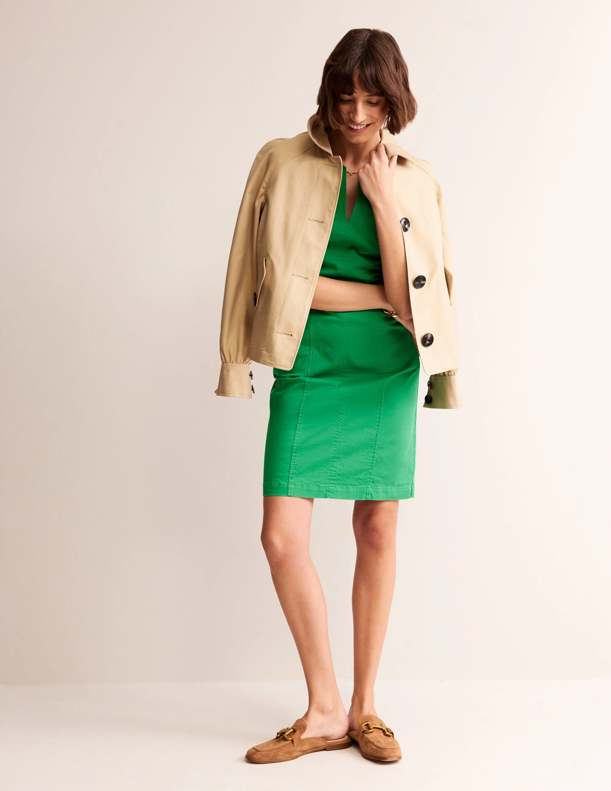 Helena Chino Short Dress-Green Tambourine Artistic Edge New York