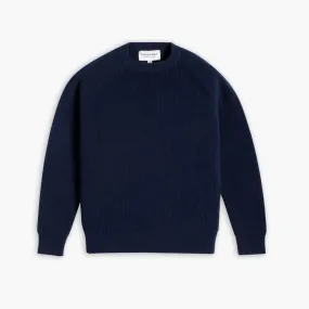 Ribbed Crewneck | Navy fade resistant color