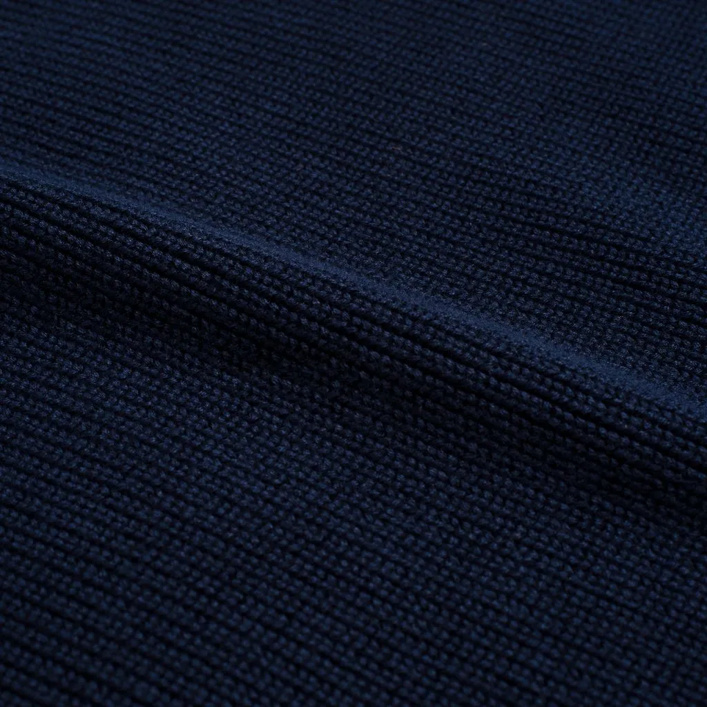 Ribbed Crewneck | Navy mix and match decorative element