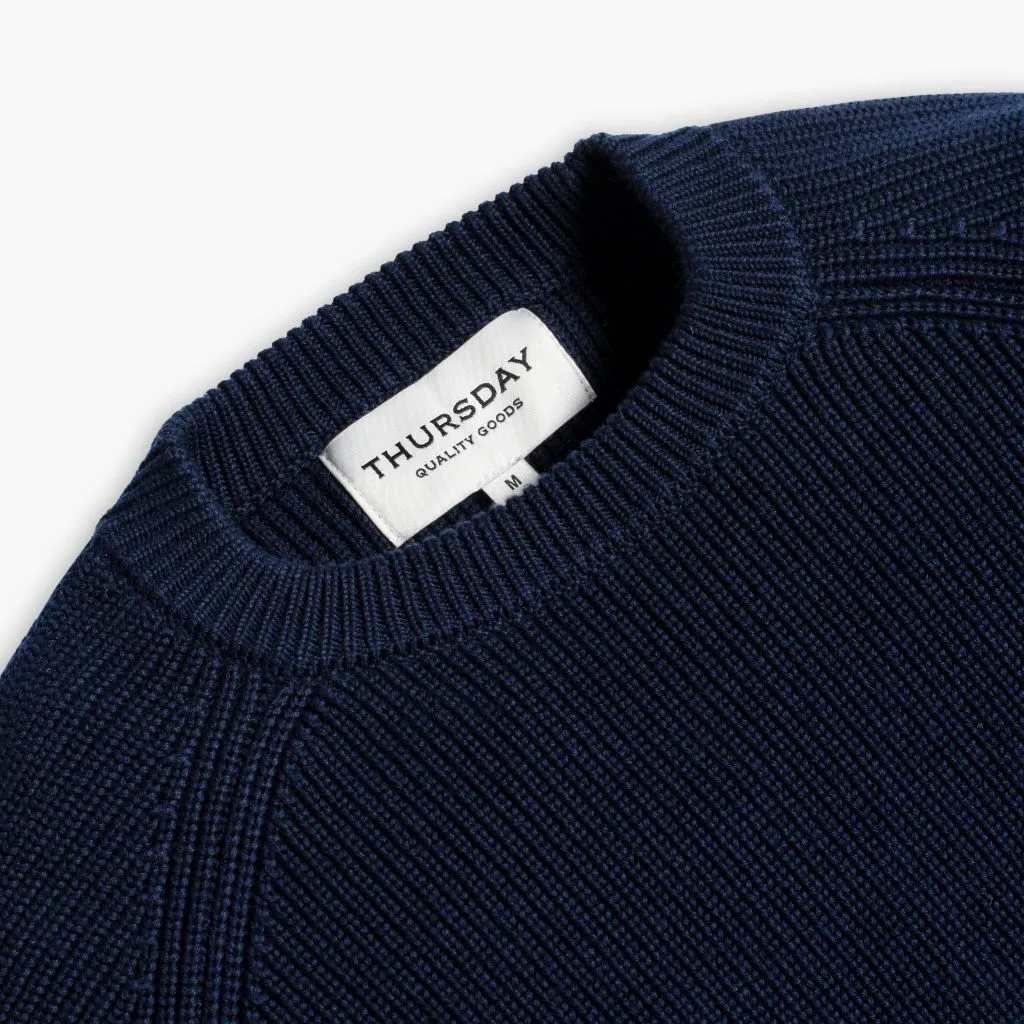 Ribbed Crewneck | Navy Temperature Regulating Neutral Shade
