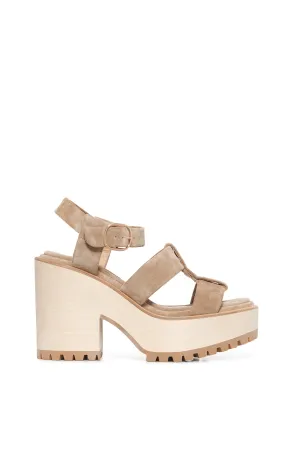 Beach Ready Quick Travel Hera Platform Sandal in Sand Suede