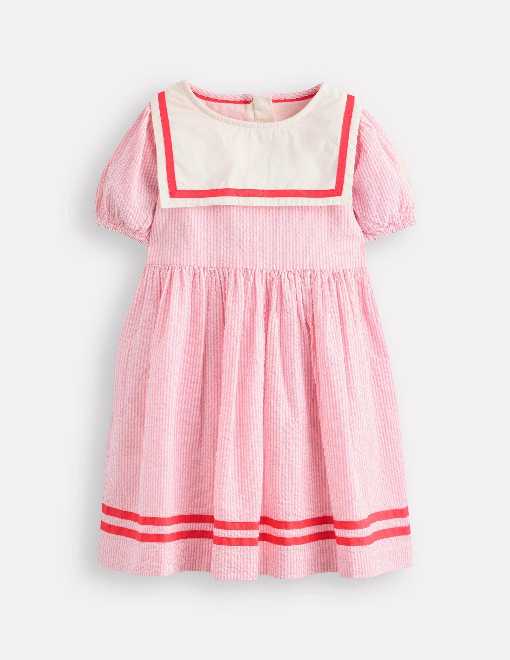 Smart Pairing Edge Detail Heritage Sailor Dress-Pink Ticking
