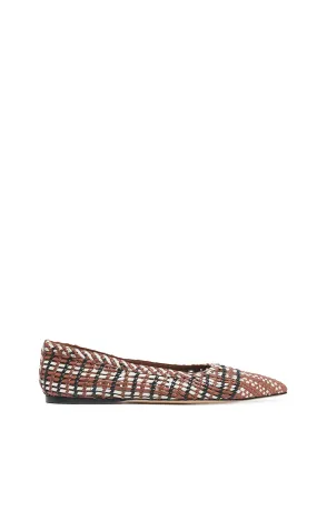 Energy Lift Aurora Braided Flat Shoe in Cognac Multi Leather