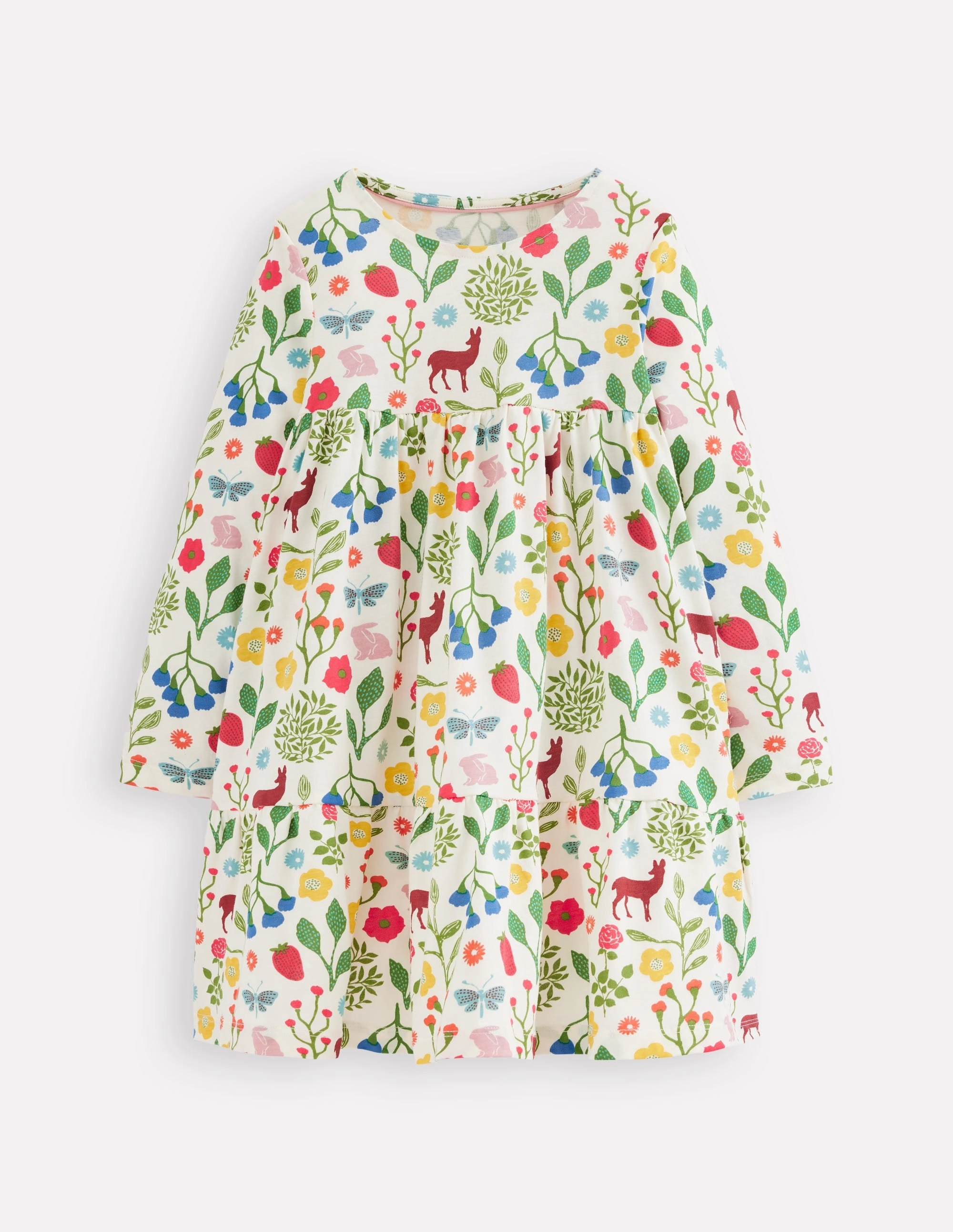 Air Layer Young Edge Ariel Long Sleeve Twirly Dress-Soft Ivory Woodland Walk