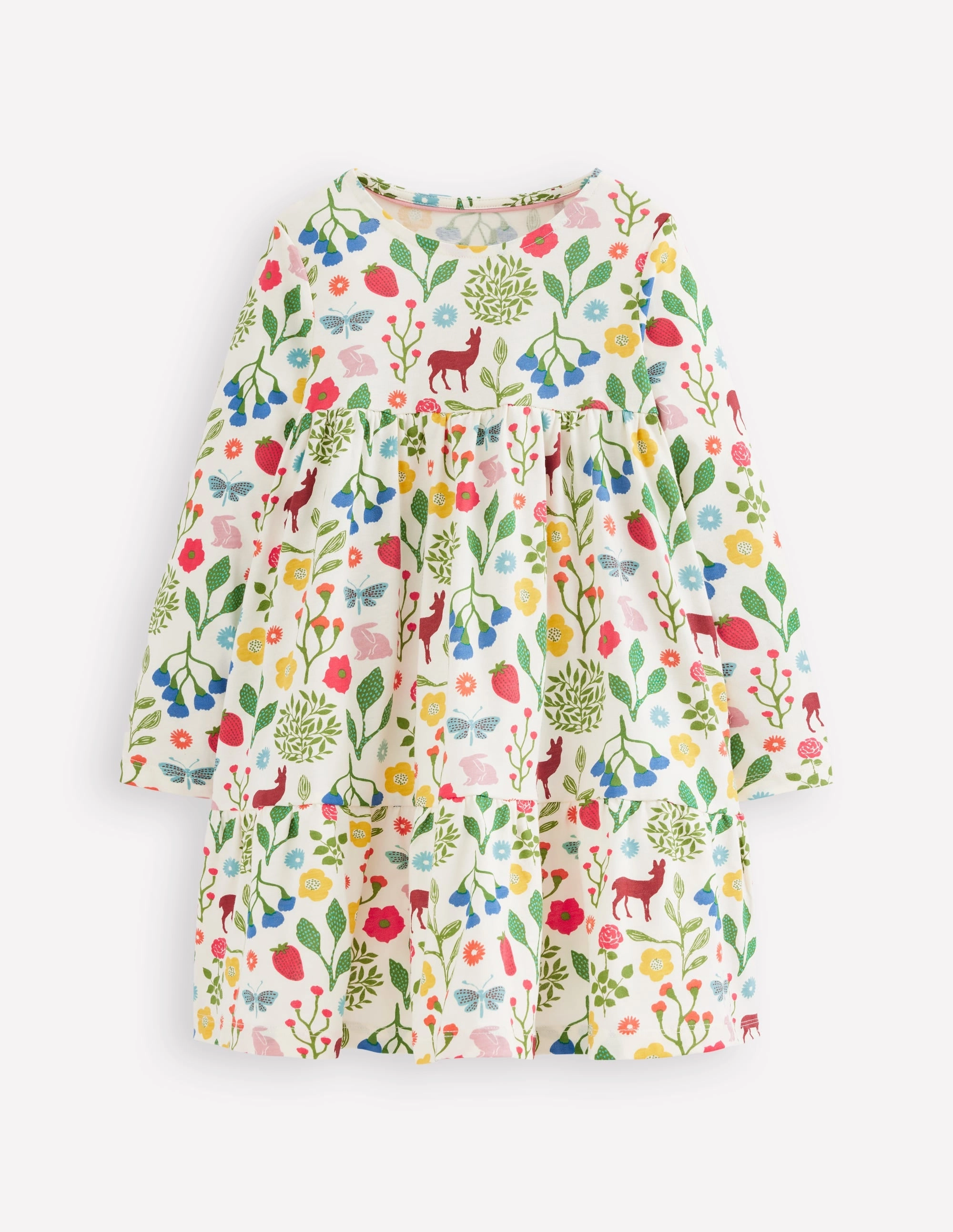 Charming Style UVProtectiveLayer Ariel Long Sleeve Twirly Dress-Soft Ivory Woodland Walk