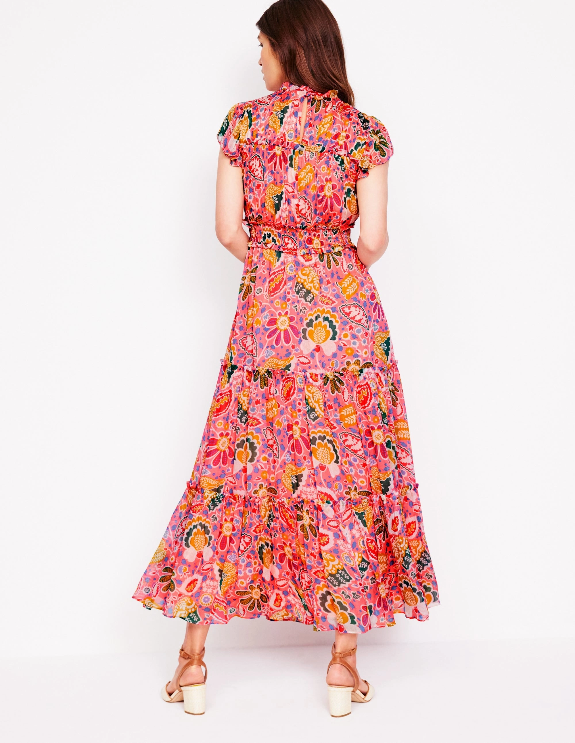 Trend Glow Work Vibe High Neck Sleeveless Dress-Multi, Flourishing Blooms