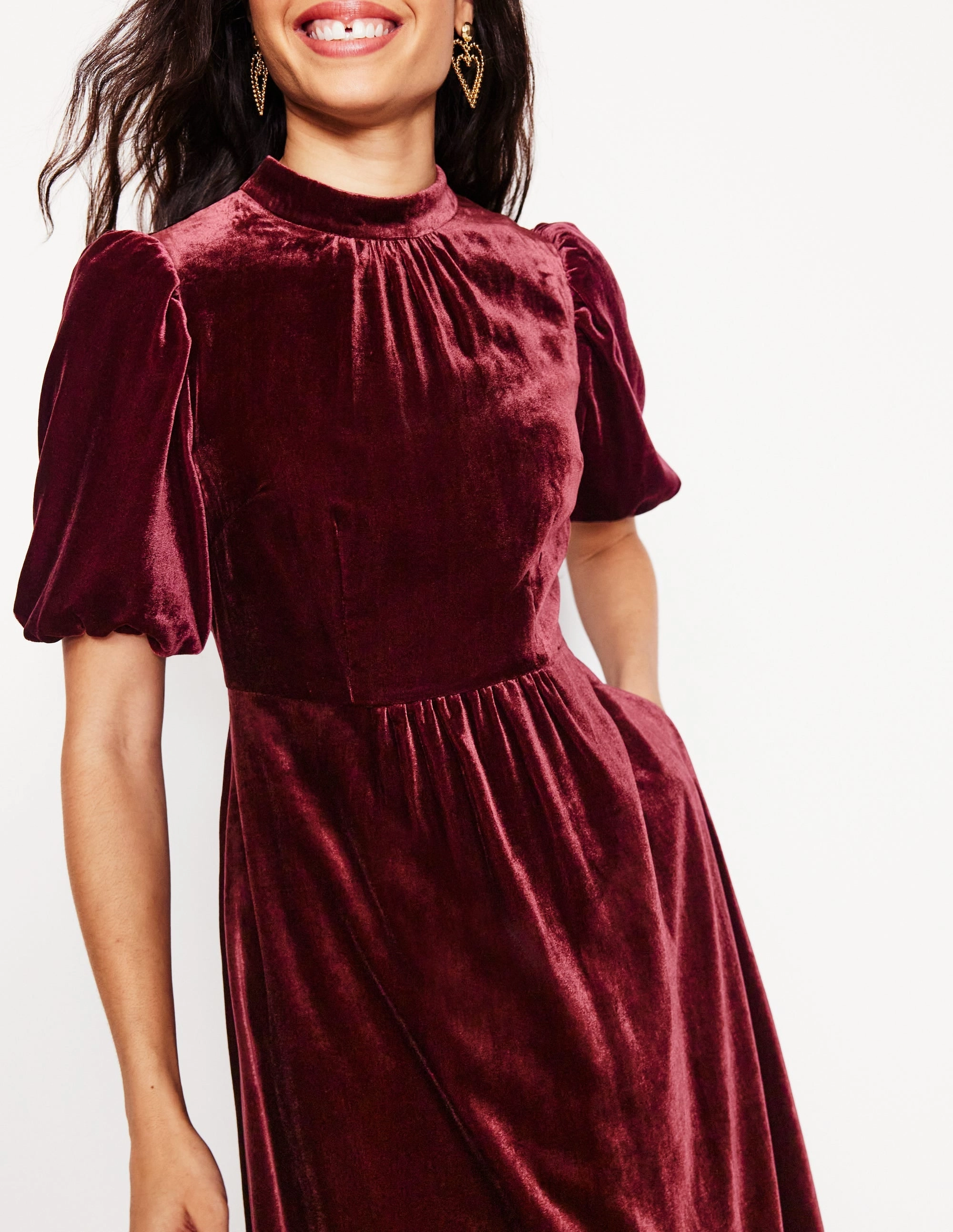 High Neck Velvet Dress-Cabernet FlexibleClosure