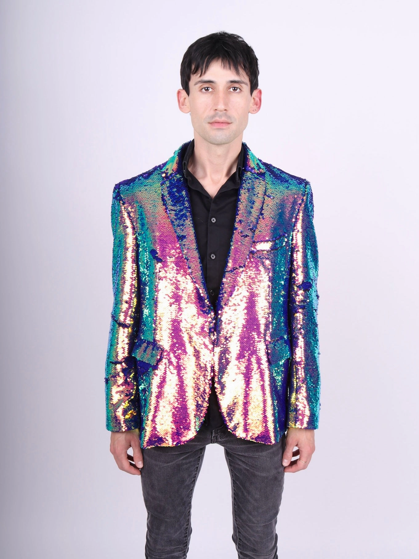 comfort enhancer Taped Seams Any Old Iron Men's Oil Slick Sequin Jacket