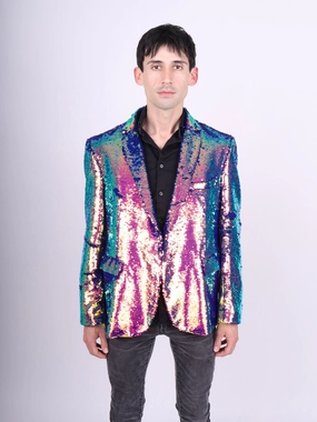 comfort enhancer Taped Seams Any Old Iron Men's Oil Slick Sequin Jacket