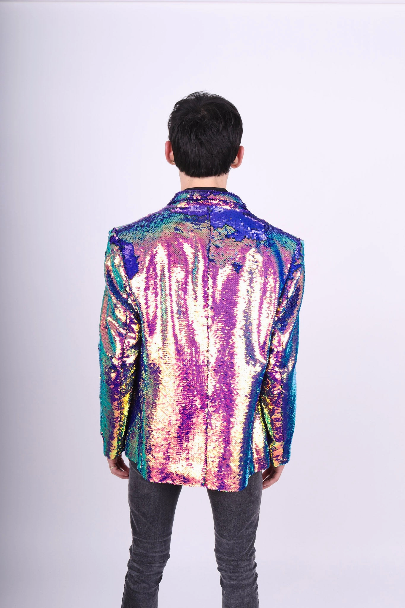 Any Old Iron Men's Oil Slick Sequin Jacket Standard Versatile Shell