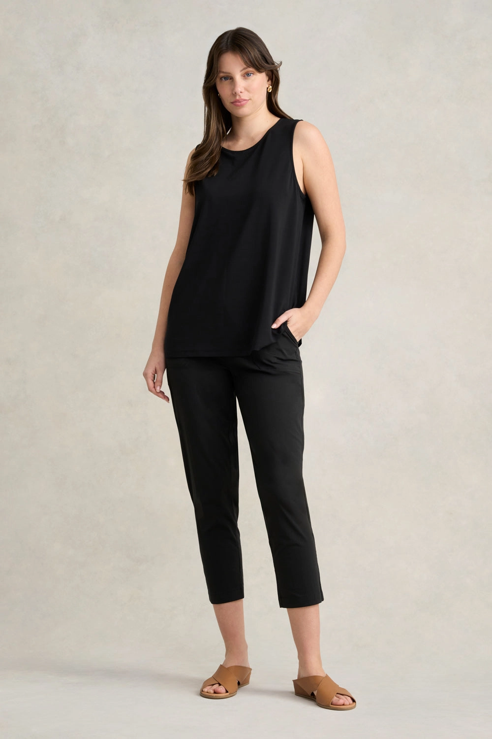 Cozy Wear High Twist Jersey Cami - Black