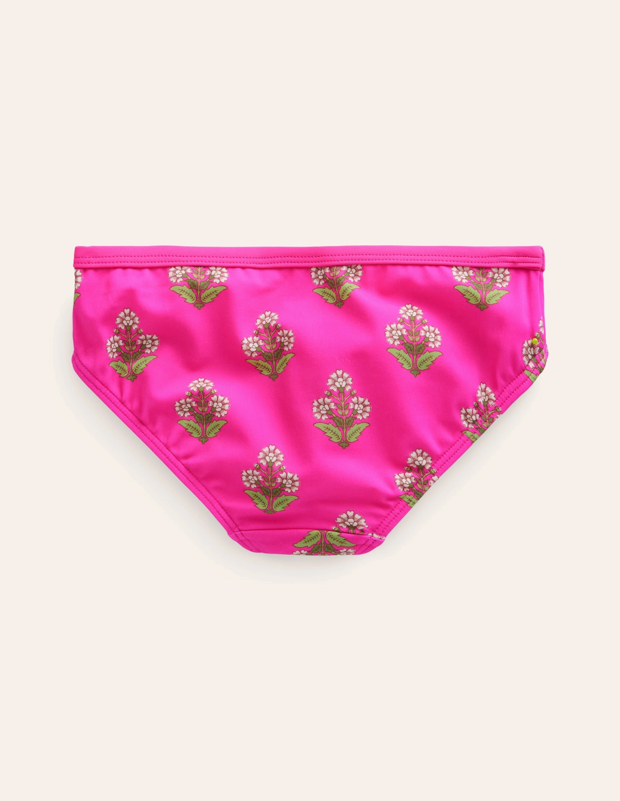 Coastal Getaway Patterned Bikini Bottoms-Pink Small Woodblock