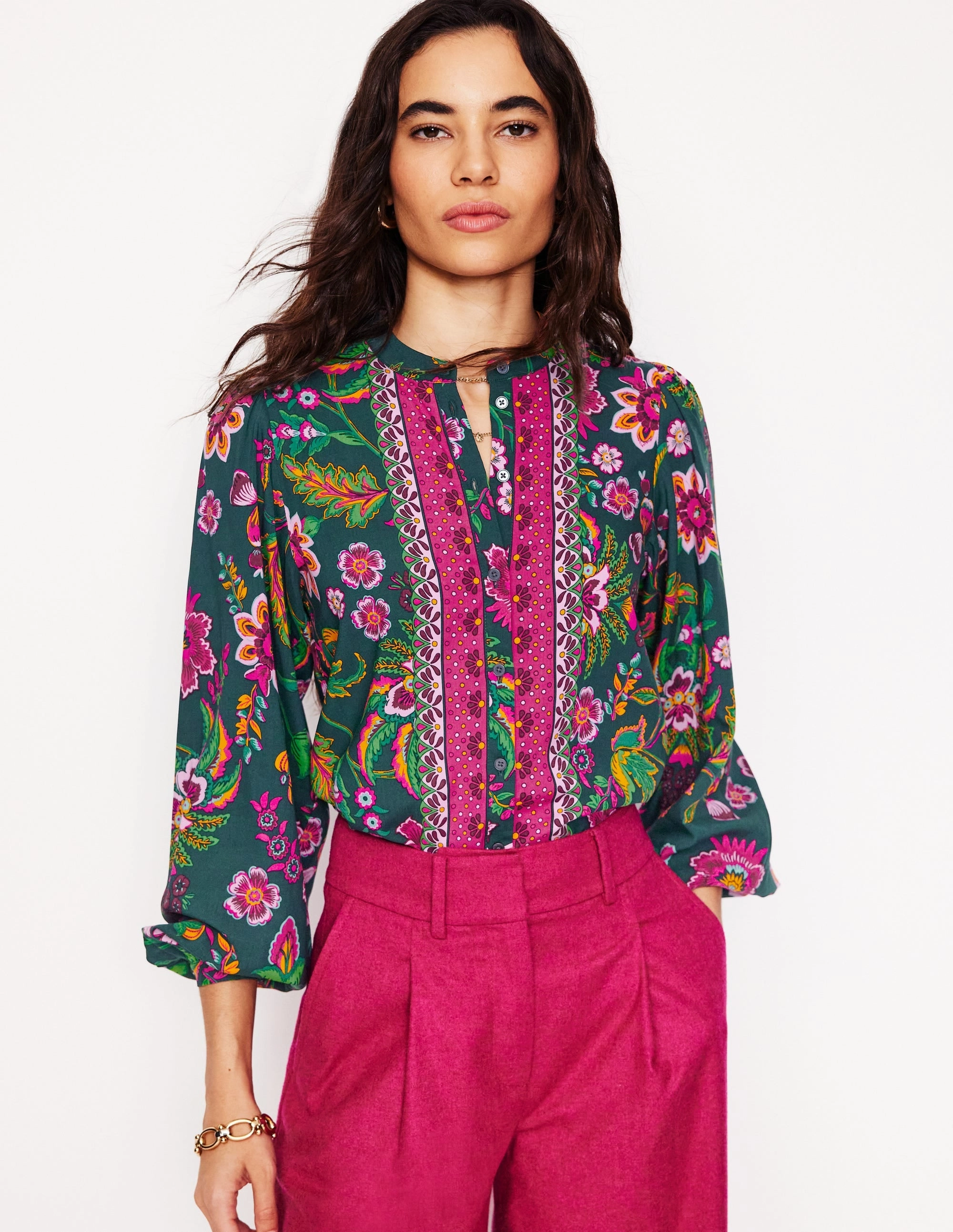 Edgy Theodora Blouse-Multi, Blossom Flourish