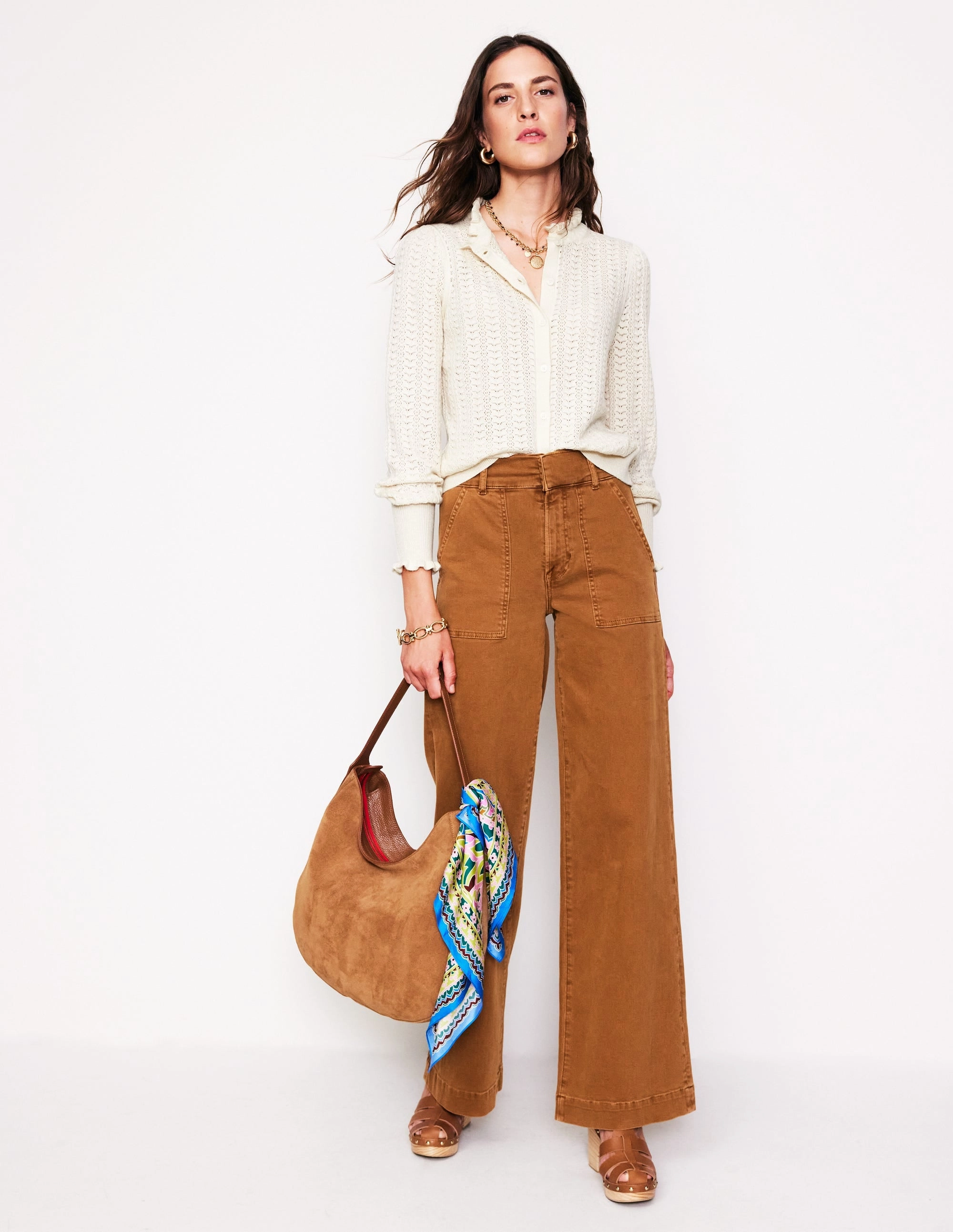 Tia Pointelle Frilled Cardigan-Warm Ivory Fashion Favorite